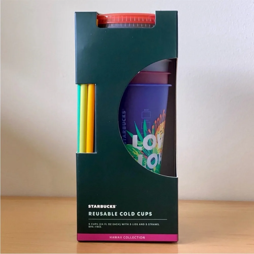 Starbucks Hawiian Collection Tropical Reusable Cold Cup Tumbler Set